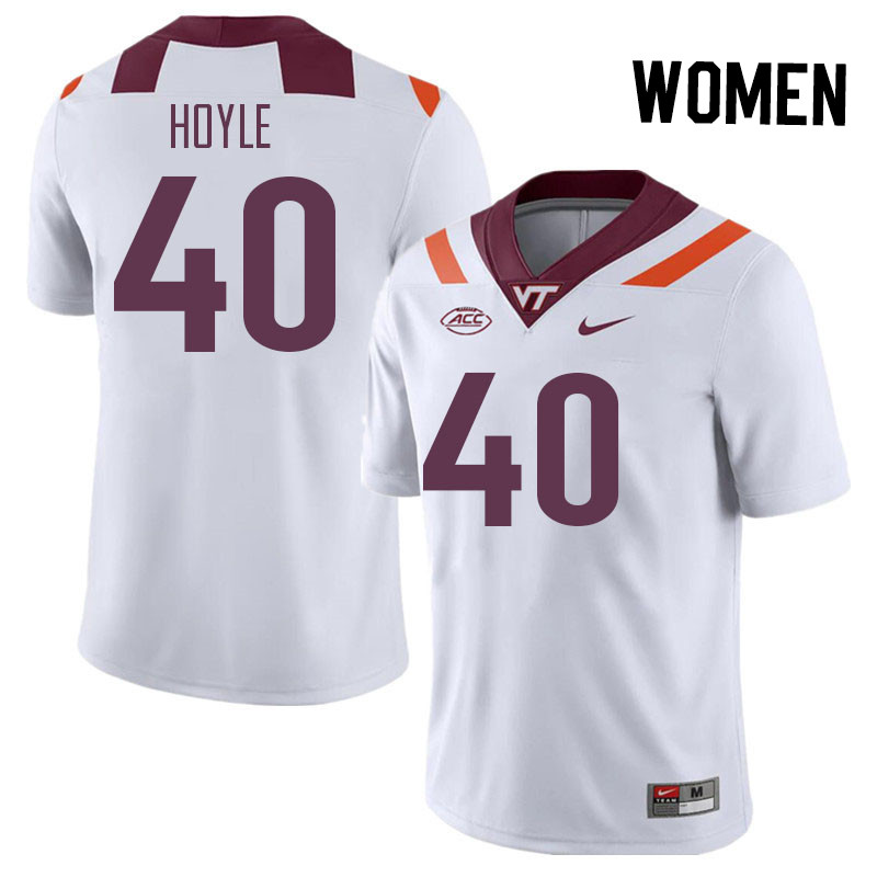 Women #40 Jalen Hoyle Virginia Tech Hokies College Football Jerseys Stitched Sale-White - Click Image to Close